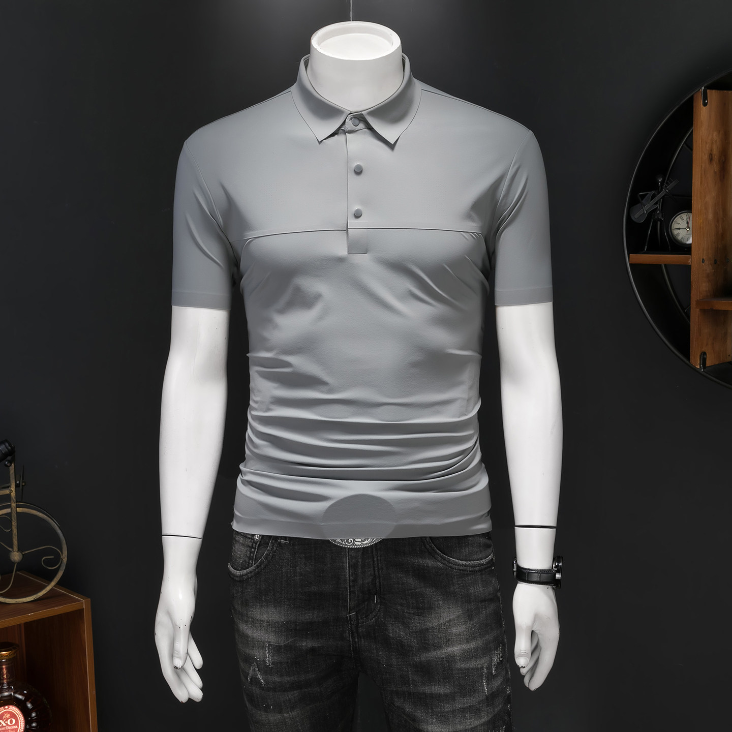 26夏季多色新款纯色商务冰丝无痕修身POLO衫翻领短袖2618-P68，男装Polo衫，钱塘7038(原5007）