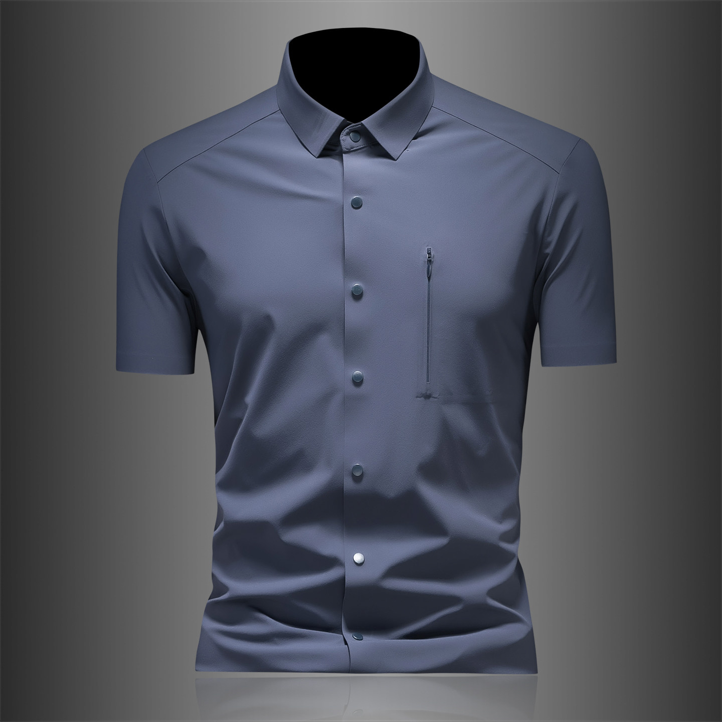 26夏季冰丝衬衫多色新款纯色商务无痕修身衬衫短袖2615-P78，男装Polo衫，钱塘7038(原5007）