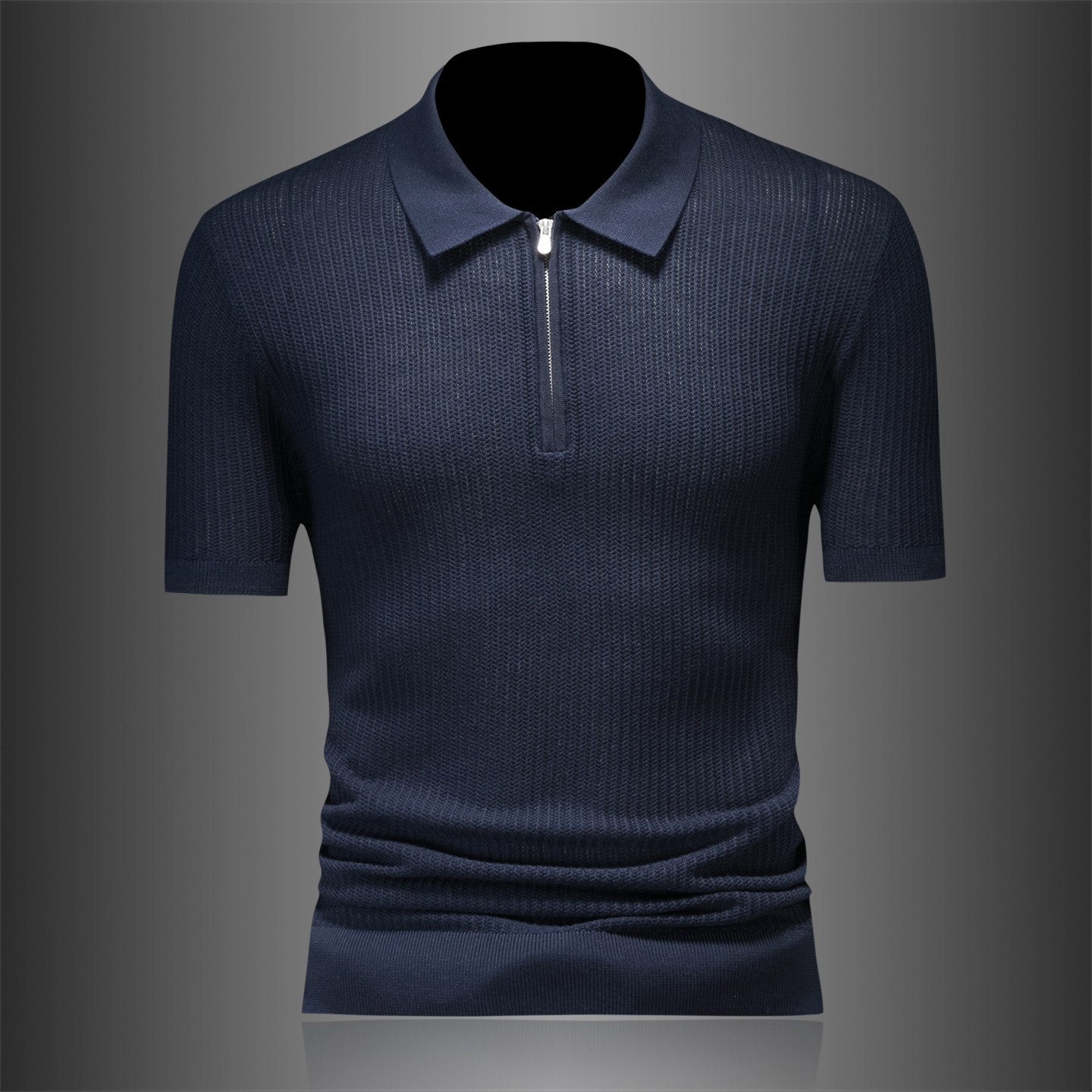 钱塘大厦夏新款薄莱赛尔％毛衣短袖男针织提花26160/p105，男装Polo衫，钱塘7038(原5007）