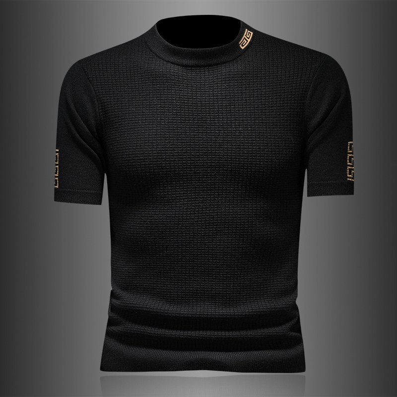 25新品秋冬男士羊毛衫圆领半袖刺绣厚毛衣针织衫打底衫53086p125，男装针织衫/毛衣，钱塘7038(原5007）