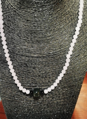 新疆白玉塔玉颈链 配和田玉塔青转运珠 三圈手串个性手链