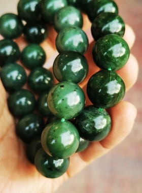 捡石人淘宝爆款男款和田玉俄碧玉16毫米手串 有油性有手感有黑点