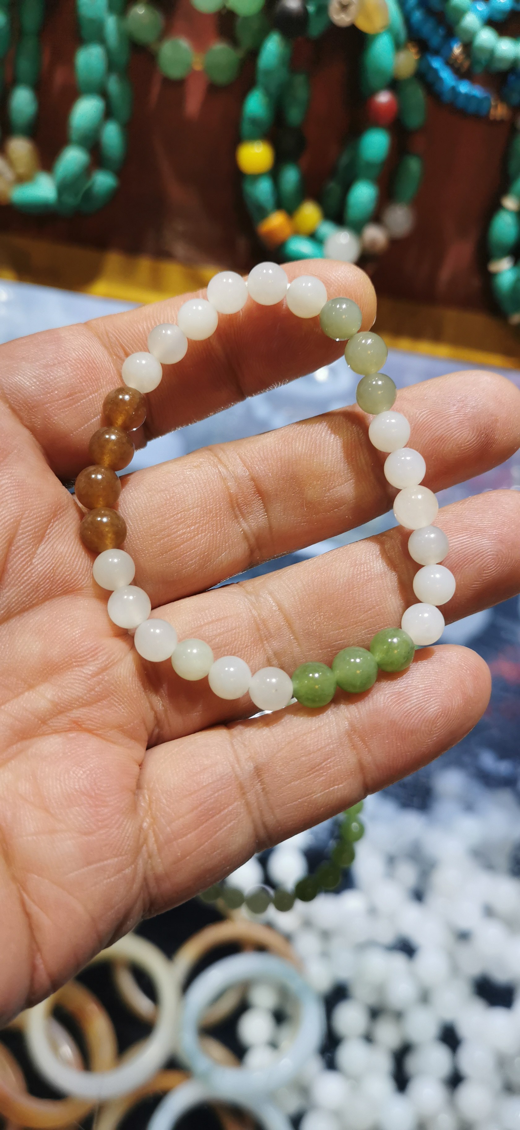 天然正品新疆和田玉多宝手链6mm女款小手串玉珠子单圈珠串圆珠子