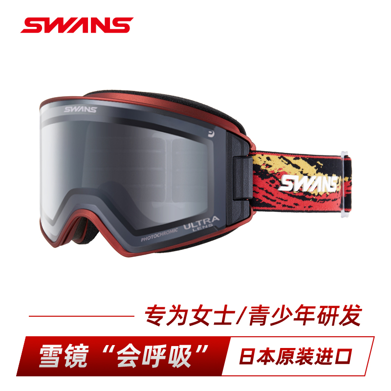 超强防雾开窗调光新款雪镜SWANS
