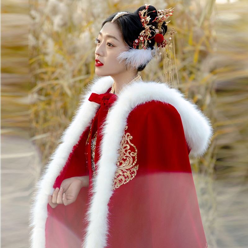 新娘秀禾服披肩加棉加厚