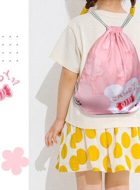 儿童抽绳折叠背包束口双肩包收纳包超轻书包学生外出便携包皮肤包