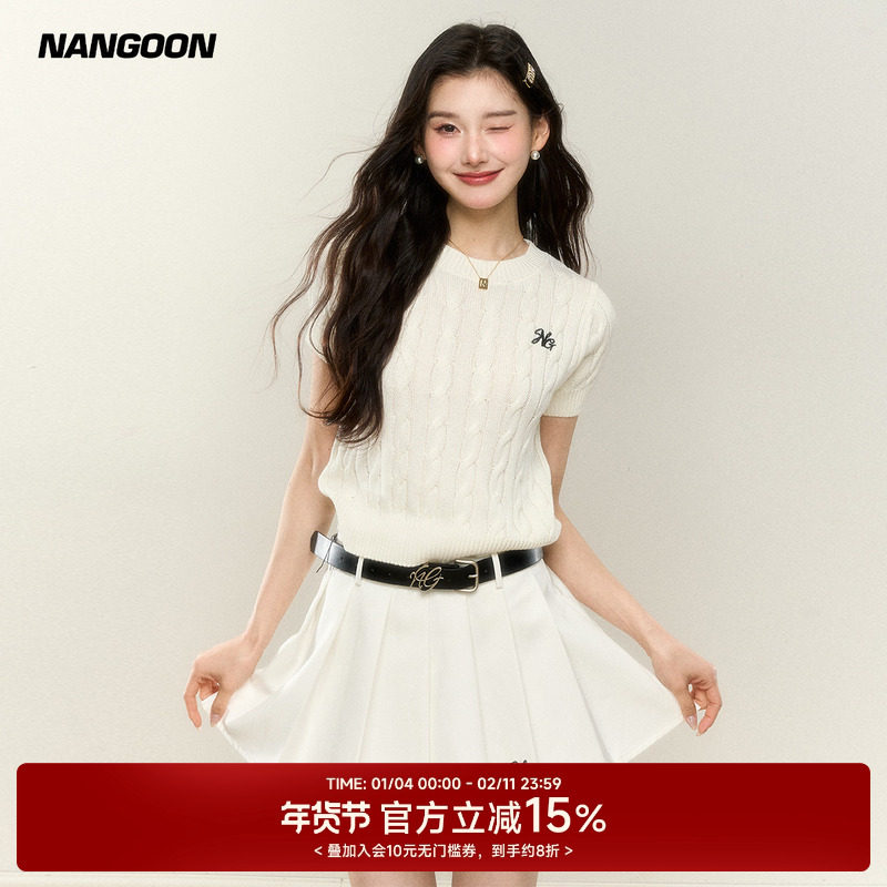 NANGOON 学院风毛衣百褶裙套装毛针织衫T恤短袖上衣女百褶裙辣妹,女装/女士精品,时尚套装,淘宝优惠券,粉丝福利购,淘宝优惠卷