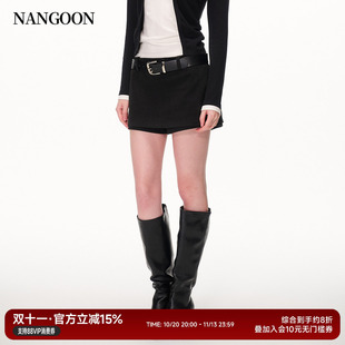NANGOON 高腰线设计短款磨毛半身裙裙裤女2026秋季新款百搭裙子