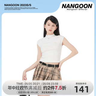 NANGOON 半高领原创针织衫无袖辣妹修身T恤百搭设计感上衣女夏新