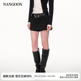 NANGOON 高腰线设计短款磨毛半身裙裙裤女2026秋季新款百搭裙子