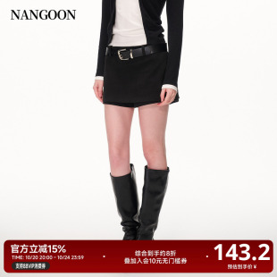 NANGOON 高腰线设计短款磨毛半身裙裙裤女2026秋季新款百搭裙子
