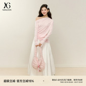 半长裙伞裙套装 新款 女 原创设计小众设计感软糯斜肩针织衫 NANGOON