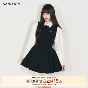 连衣裙女 网纱撞色赫本公主风秋季 NANGOON 原创设计小众设计感无袖