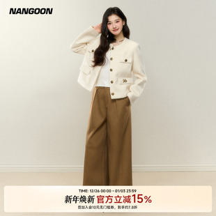 套装 NANGOON 休闲裤 上衣女秋季 女显瘦 原创毛呢小香外套设计感新款
