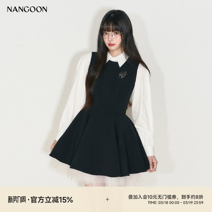 连衣裙女 网纱撞色赫本公主风秋季 NANGOON 原创设计小众设计感无袖