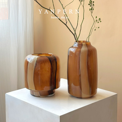 中古侘寂风轻奢水养琉璃花瓶