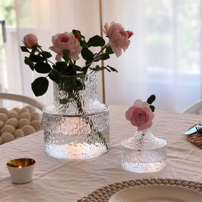芬兰冰川花瓶北欧简约透明玻璃鲜花水养装饰花器轻奢餐桌插花摆件 虎窝淘