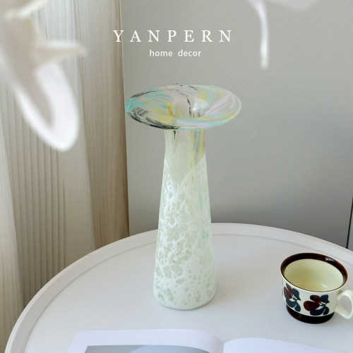 YANPERN颜品花瓶琉璃摆件客厅插花轻奢高级感水养鲜花玻璃花器