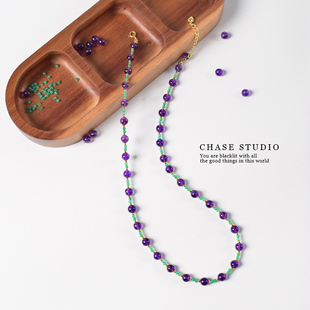 追逐CHASE原创天然紫水晶项链女小众设计感高级轻奢锁骨链颈链