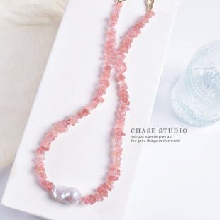 项链 原创天然草莓晶随形项链女小众锁骨链新中式 追逐CHASE