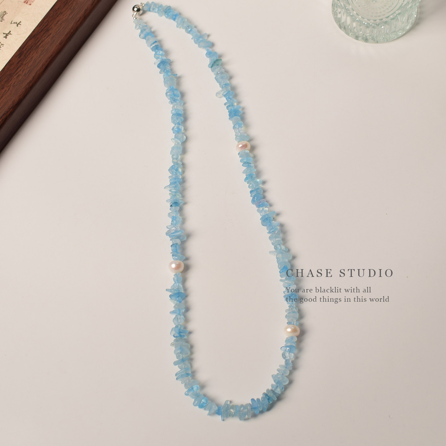 【CHASE 海蓝宝】原创设计天然石项链女款轻奢高级感毛衣链礼物