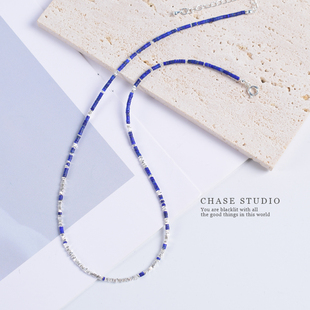 原创设计天然青金石碎银子项链女款 青金石 锁骨链礼物 CHASE