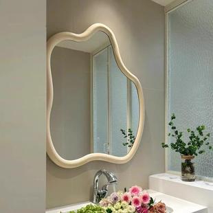 卫生间不规则浴室镜壁挂式 洗手台除雾智能化妆镜子异形镜奶油风in