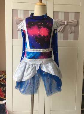 『Ai美美』女童 4-10岁 怪物高中搞怪黑色闪粉长袖连衣裙造型裙子