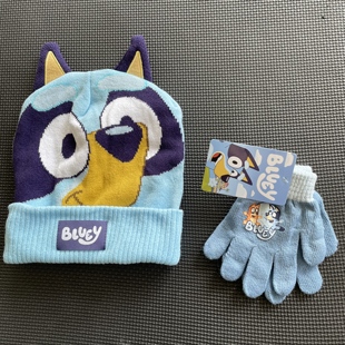 『Ai美美』3-8岁 超可爱 布鲁y和宾guo 儿童 针织帽子手套套装
