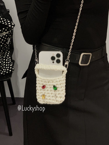编织手工钻石小众斜挎手机包女包
