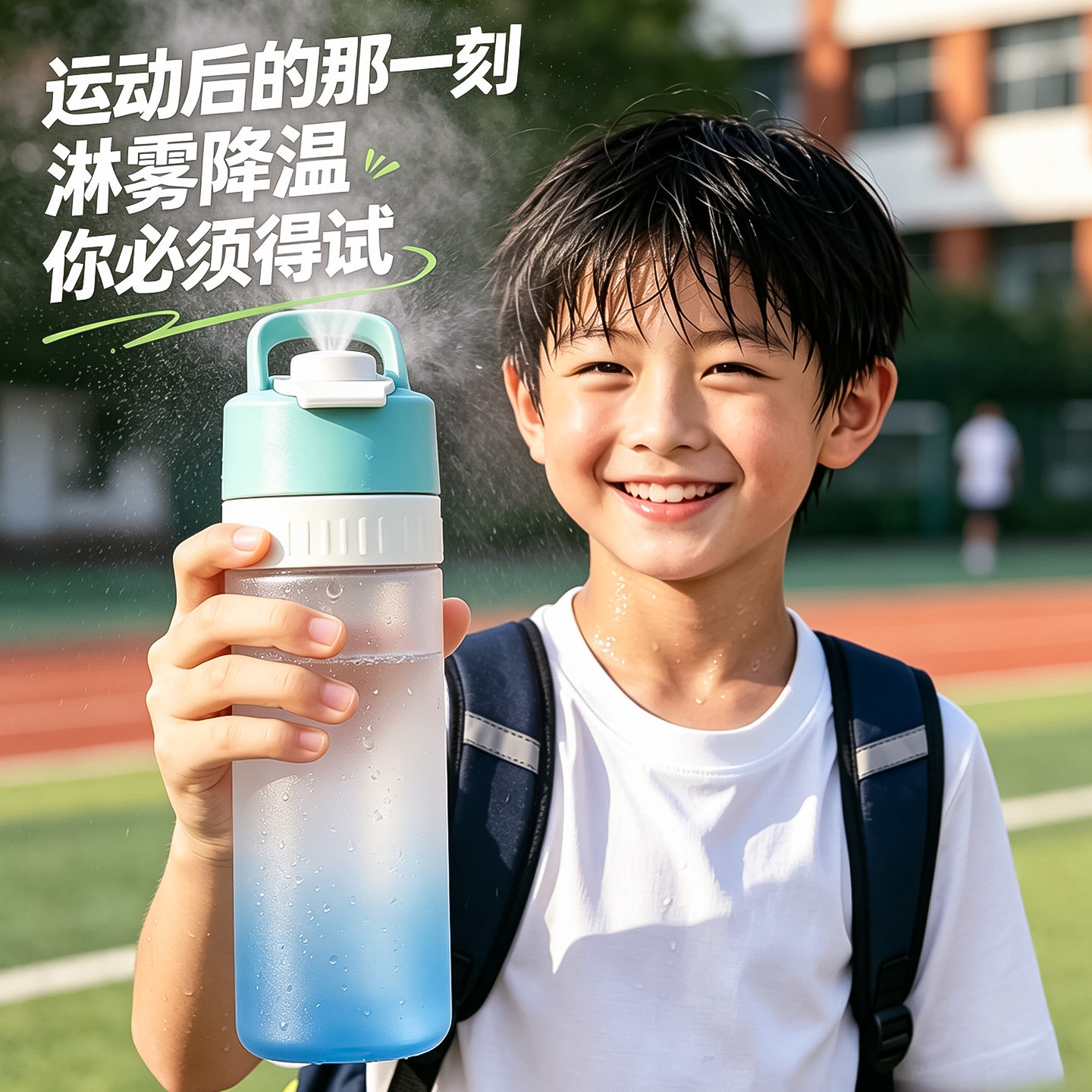 喷雾水杯男生高颜值大容量运动水杯夏季儿童学生上学专用喷水杯子