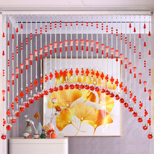 新款 珠帘门帘卧室隔断玄关葫芦阳台免打孔撑杆挂帘子门对门婚庆