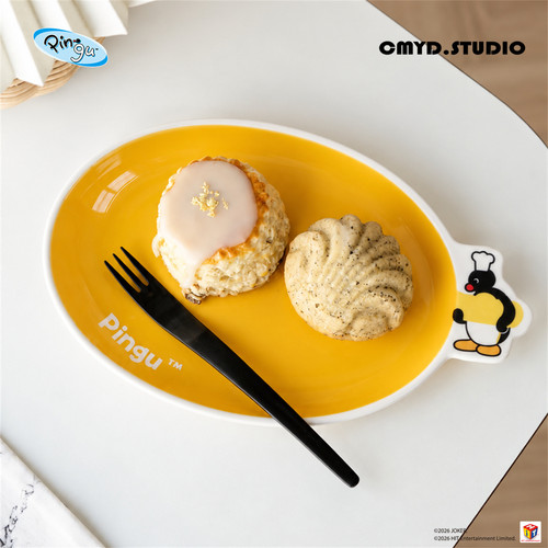 正版Pingu厨师勺子鱼盘餐具礼物