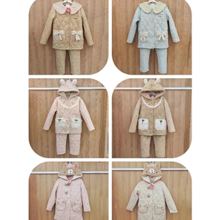 都市丽人LH31L6女士三层夹棉睡衣连帽卡通中长款北极绒夹袄家居服