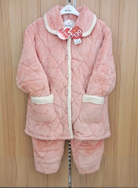 都市丽人情侣夹棉睡衣LHT0C7FHT0C7三层夹棉法兰绒保暖家居服套装