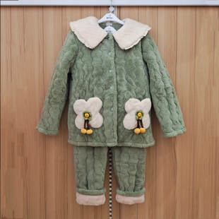 都市丽人睡衣LH31F9女士长毛绒三层夹棉保暖蓄热开衫娃娃领家居服