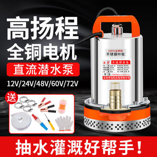 高扬程直流潜水泵12V24V电瓶用48V60V72伏电动车用小型灌溉抽水机