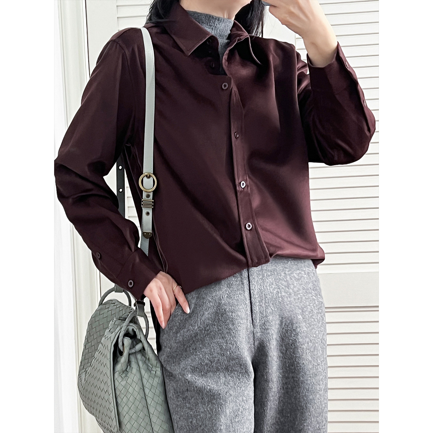 YouYoung悠扬三季真丝驼绒衬衫