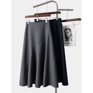 YouYoung悠扬|55羊毛加厚秋冬简约A字半身裙女中长款百搭气质裙子