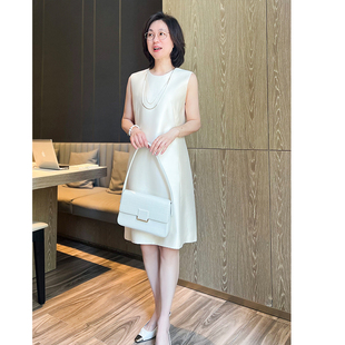 YouYoung悠扬|春夏真丝羊毛 简洁恬静名媛气质连衣裙背心裙 白色