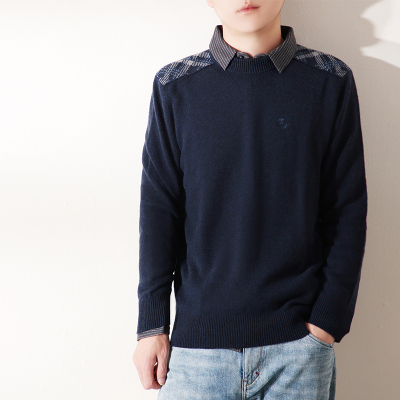 加厚商务通勤长袖套头针织羊绒衫