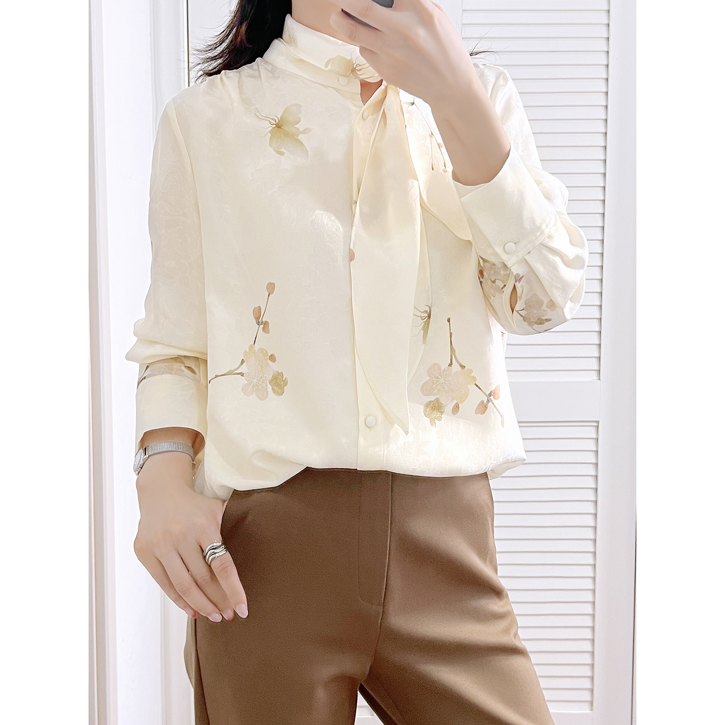 YouYoung悠扬蚕丝杭锦新中式衬衫
