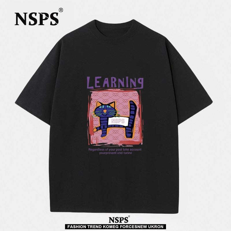 NSPS官方联名特大码300斤男女款涂鸦猫咪夏季短袖t恤潮牌宽松上衣,男装,T恤,淘宝优惠券,粉丝福利购,淘宝优惠卷