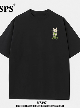 NSPS官方联名特大码300斤男女装迷你小绿人时尚宽松百搭短袖t恤潮