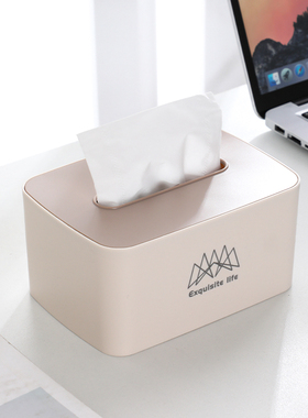 新款桌面纸巾盒客厅轻奢高档方形抽纸盒简约现代收纳卷纸盒ins风