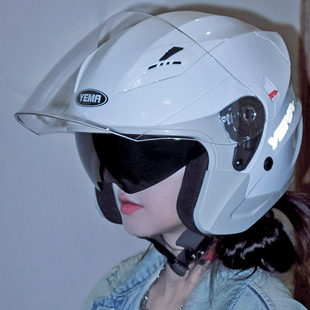 野马627冬季 通用国标3C认证半盔 头盔电动车男女防雾双镜片四季