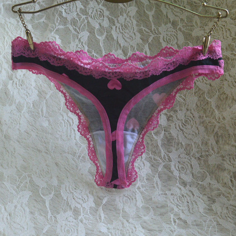 瑕疵品 欧美纯棉丁字裤女士低腰性感蕾丝边t裤少女三角丁子内裤
