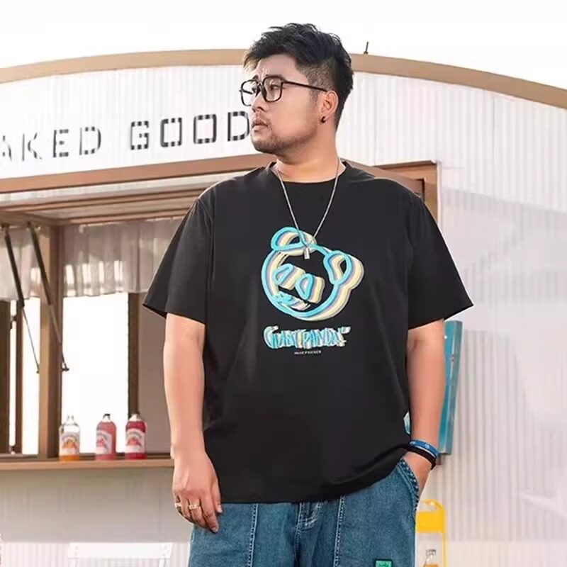 慵懒男潮流青春流行时尚潮牌标准夏季T恤五分袖卡通动漫ins圆领潮
