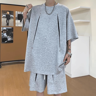 夏季新款大码男装短袖t恤搭配一整套男生篮球服套装运动休闲短裤