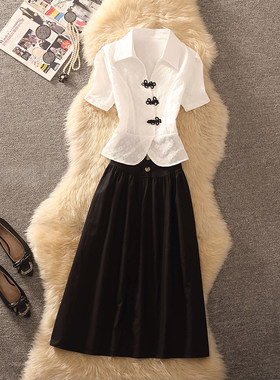 别致法式田园提花木耳边大摆裙
